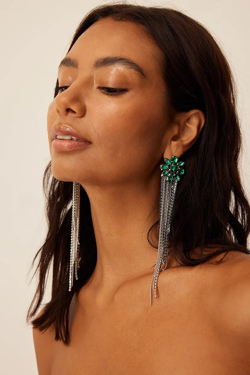 Statement Stone Earrings Green