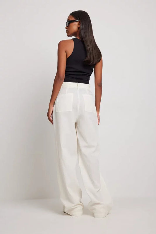 Tie Waist Wide Leg Trousers