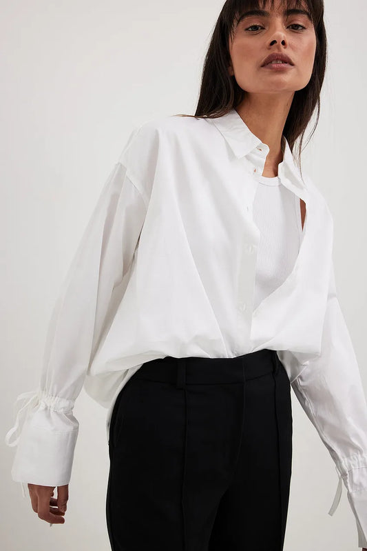 Tied Sleeve Shirt White