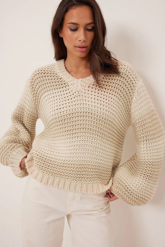 V-neck Chunky Knitted Sweater