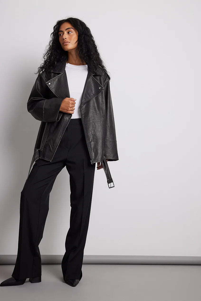 Vintage Look Pu Biker Jacket