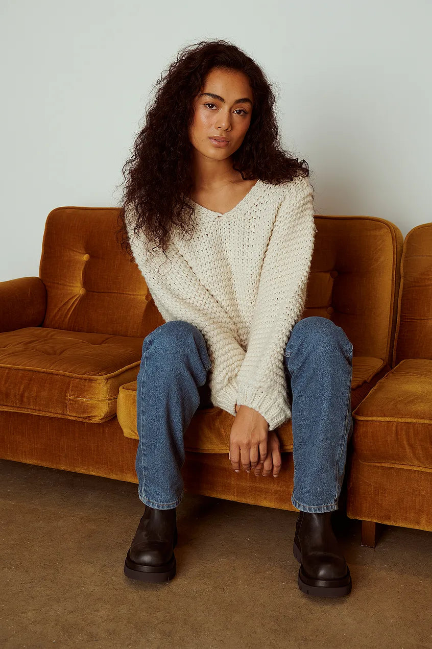 Wide Neckdrop Knitted Sweater