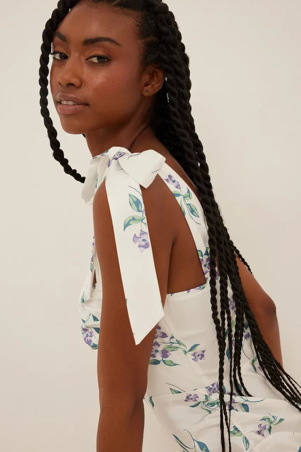 Wire Detail Tie Shoulder Straps Dress