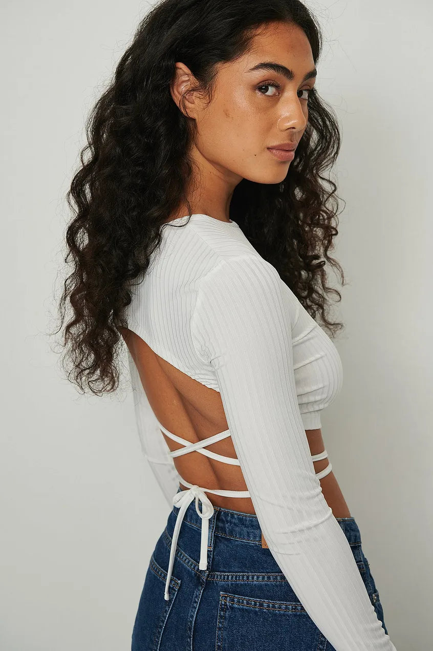 Recycled Wrap Strap Rib Top