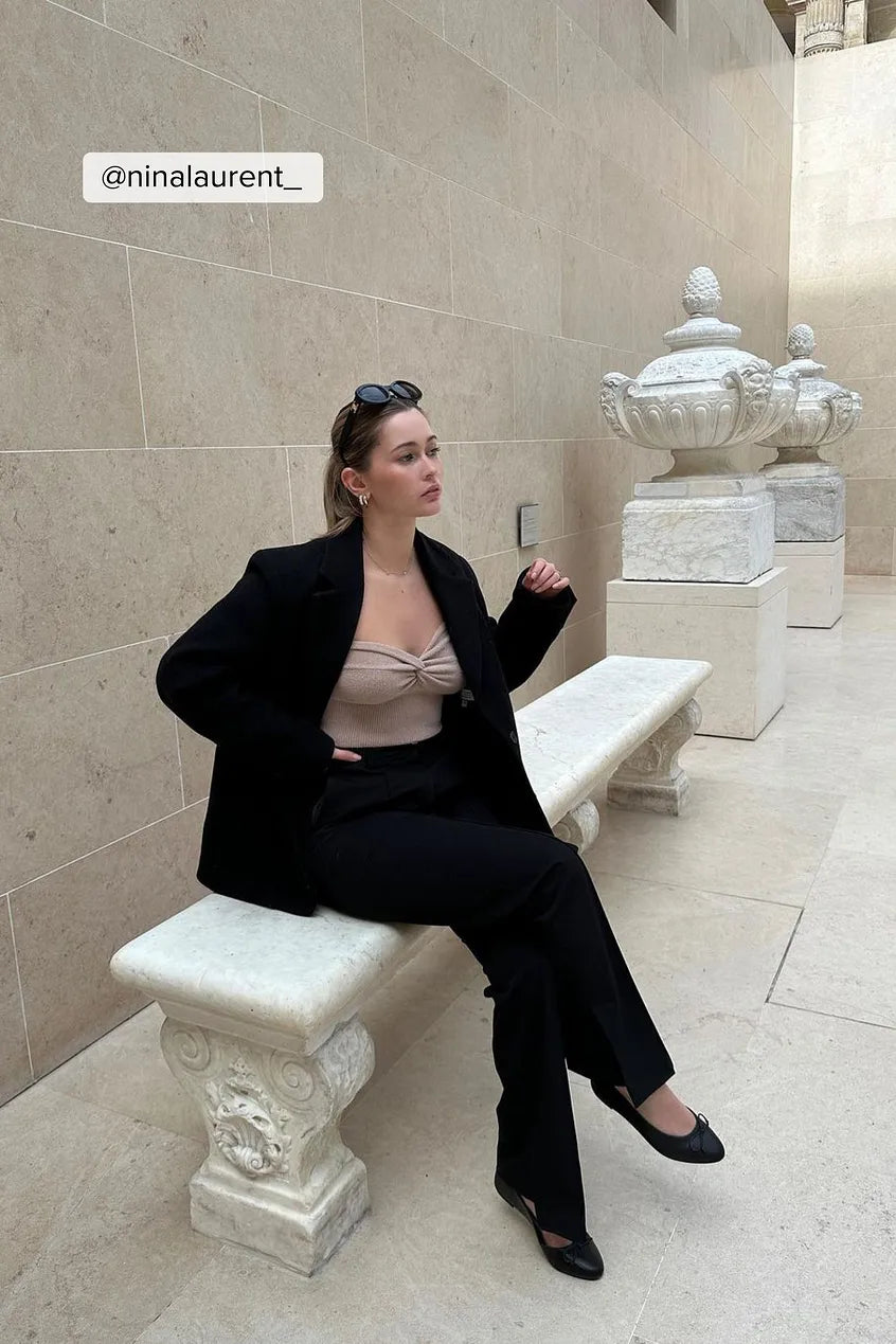 Side Slit Tailored Pants Black