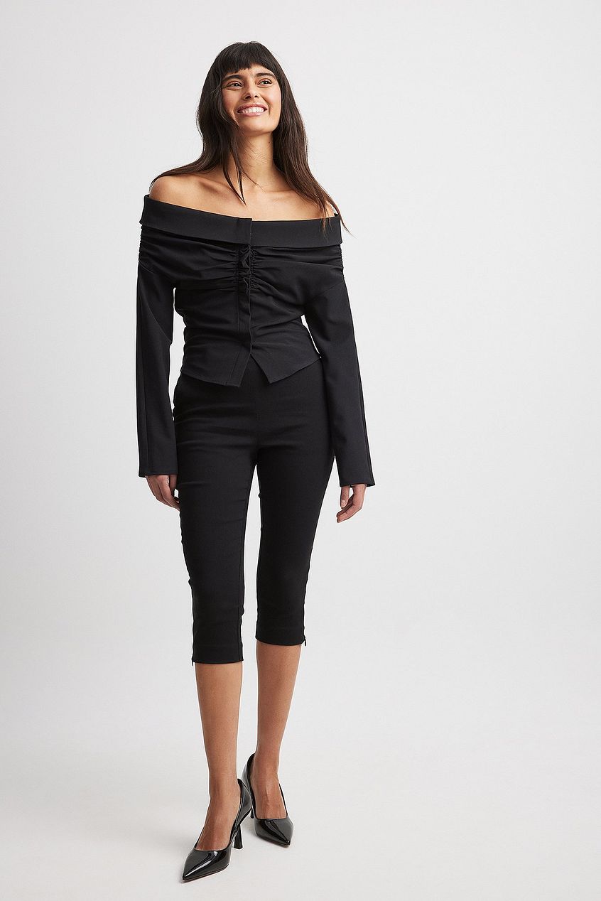 Off Shoulder Draped Woven Top