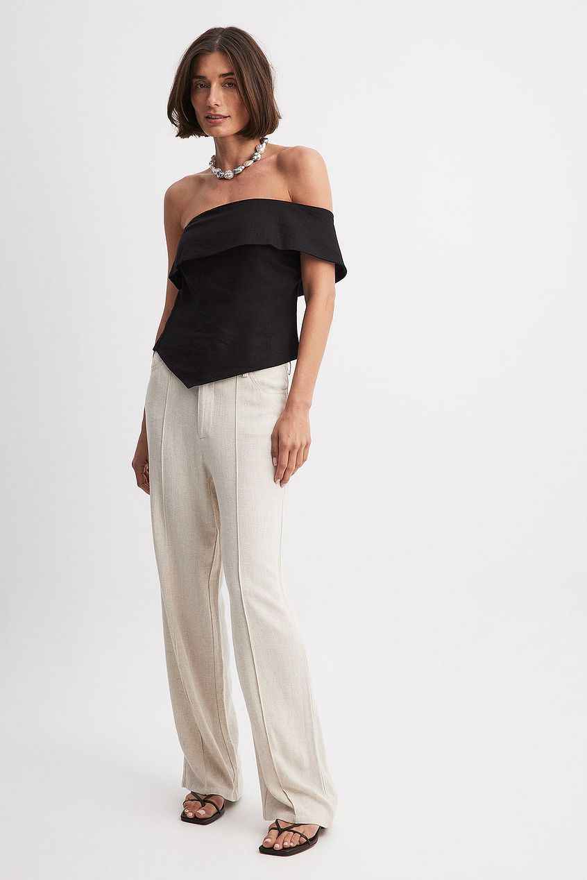 Na-kd One Shoulder Linen Blend Top