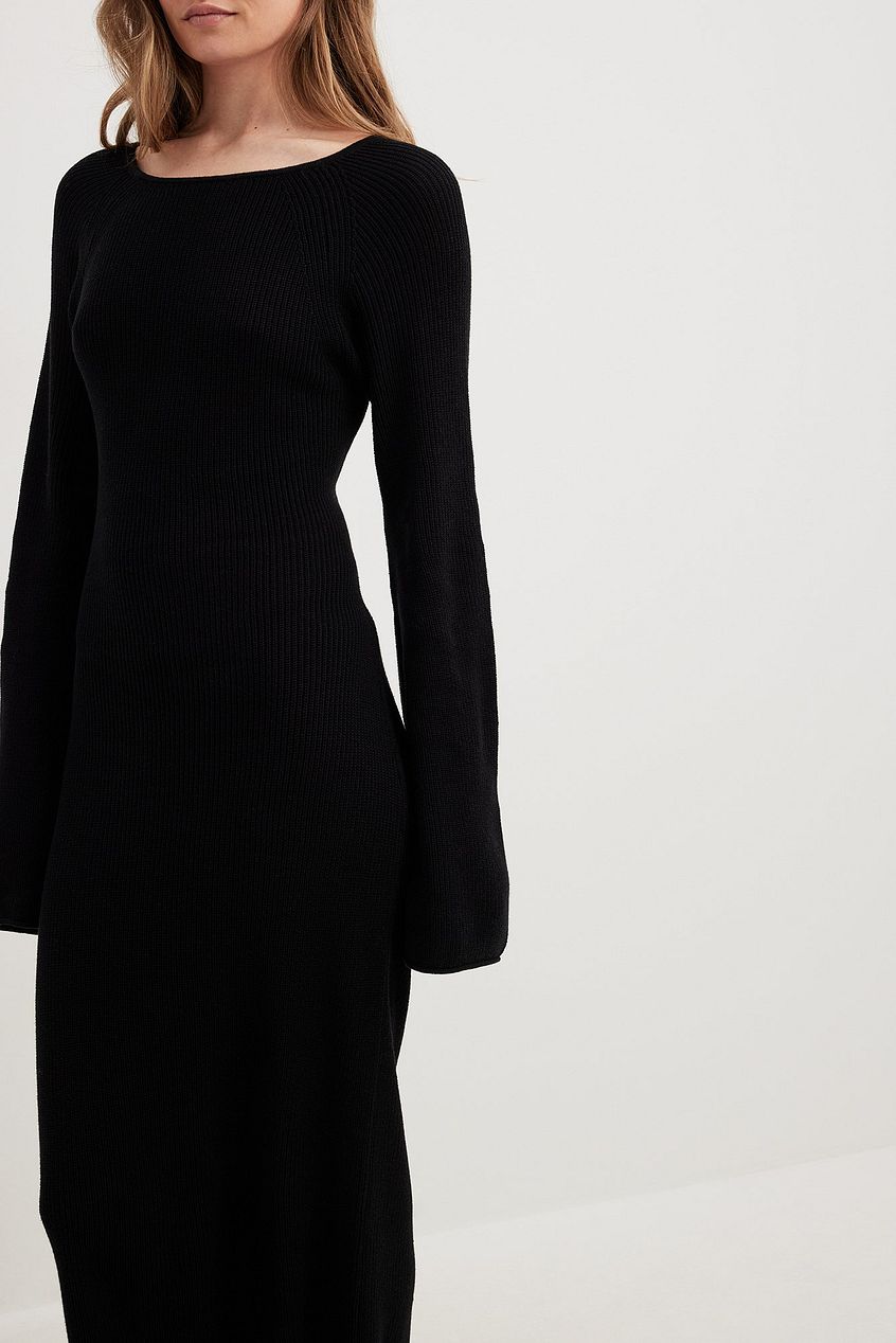 Open Back Lace Detail Knitted Maxi Dress