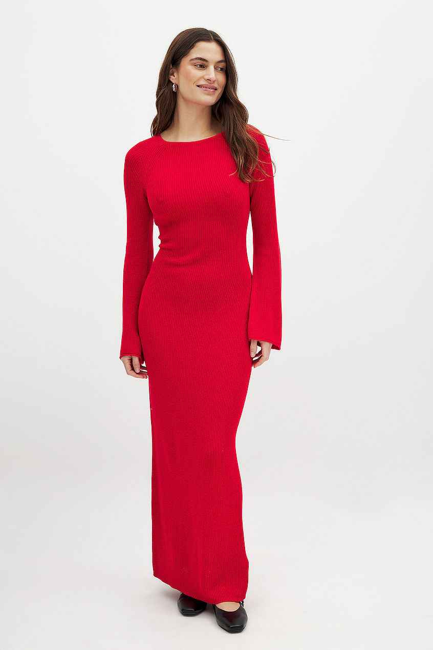 Na-kd Open Back Lace Detail Knitted Maxi Dress