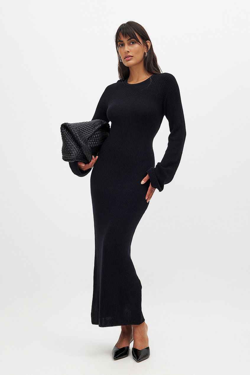 Na-kd - Open Back Lace Detail Knitted Maxi Dress