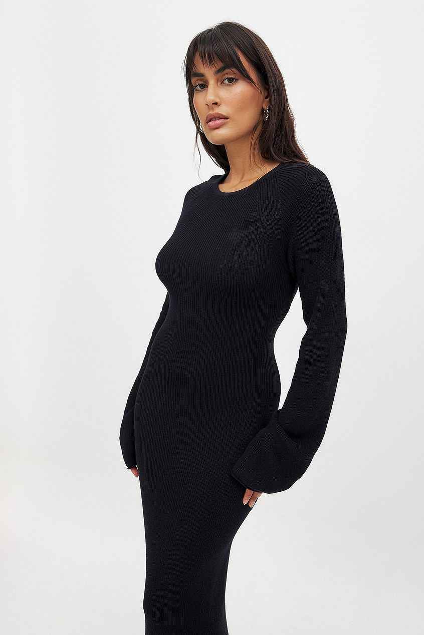 Na-kd - Open Back Lace Detail Knitted Maxi Dress