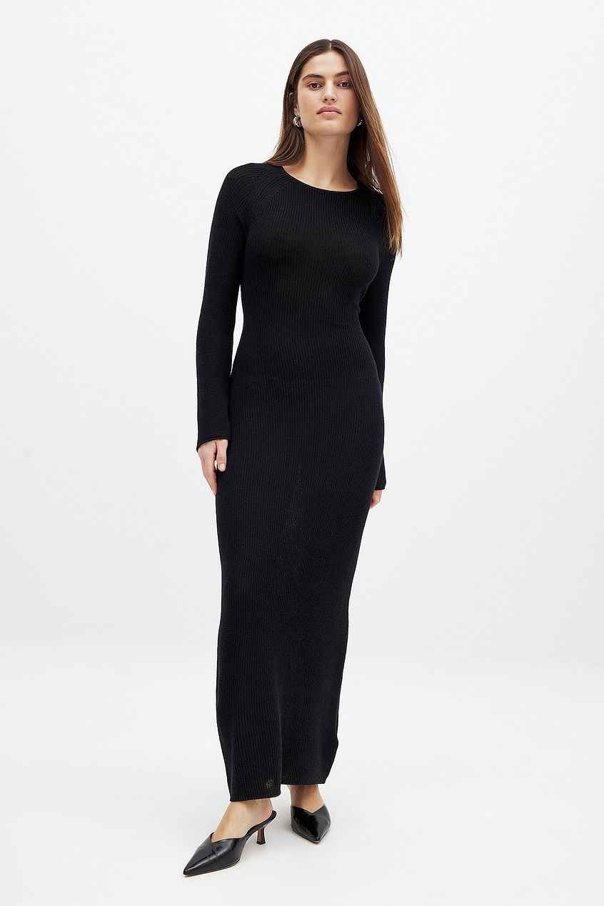 Na-kd Open Back Lace Detail Knitted Maxi Dress