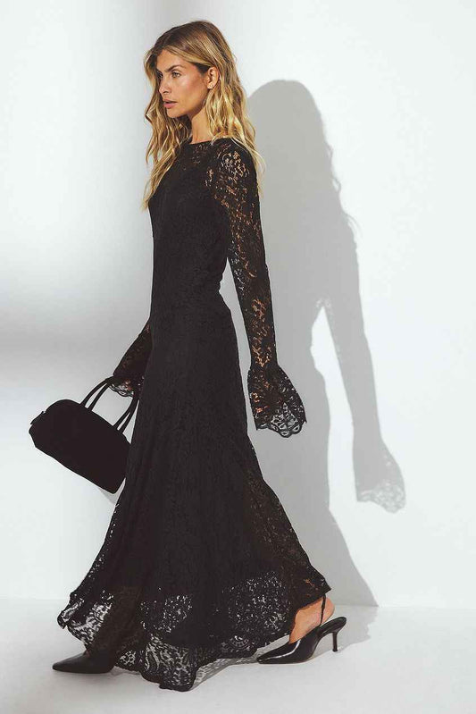 Na-kd Open Back Lace Midi Dress