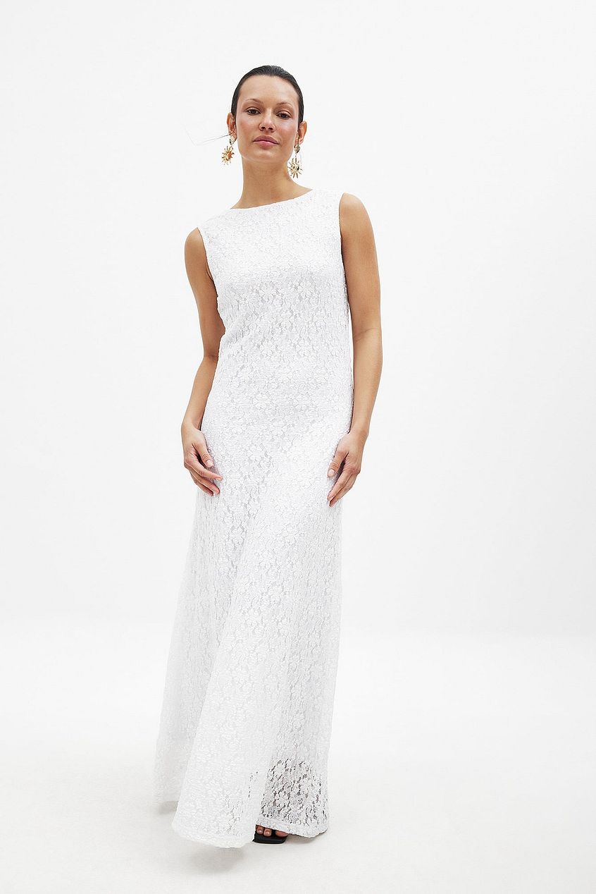 Na-kd Open Back Lace Midi Dress