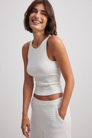 Open Back Tank Top White