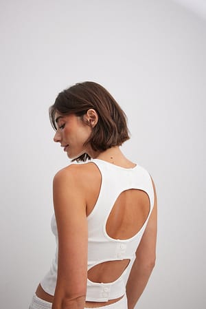 Open Back Tank Top White