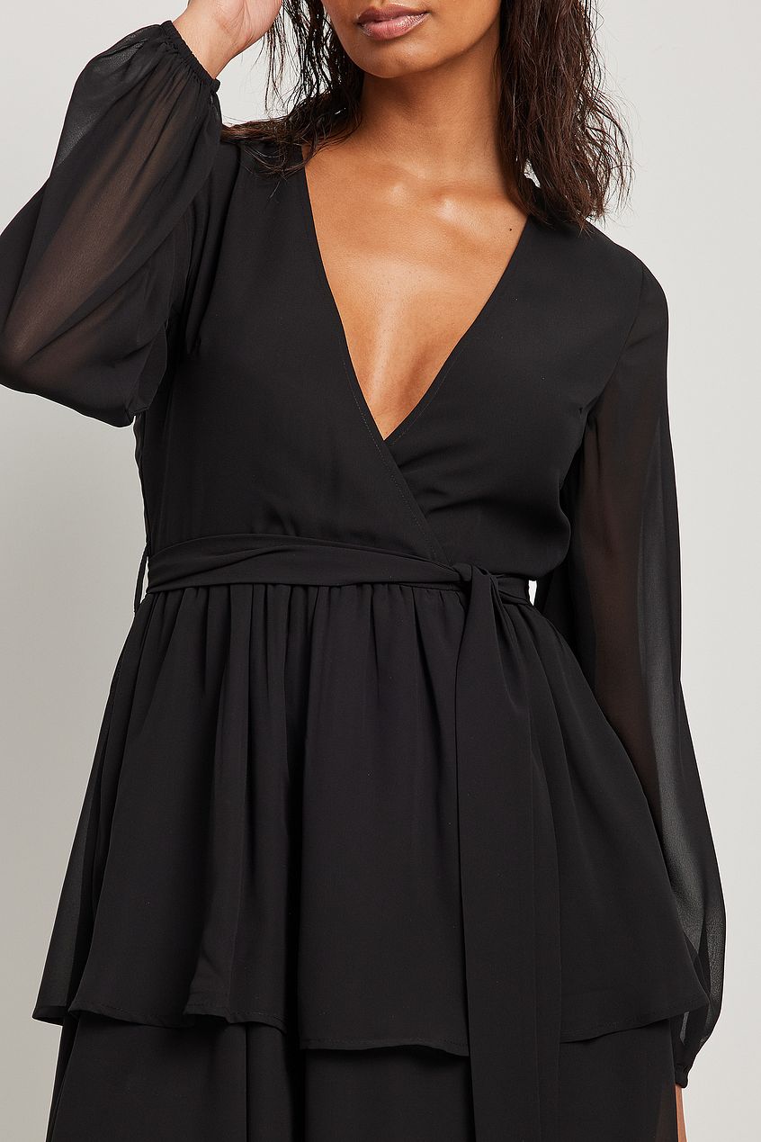 Overlap Chiffon Mini Dress