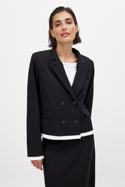 Oversized Contrast Detail Blazer