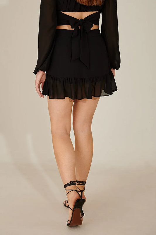 Asymmetric Recycled Frill Mini Skirt