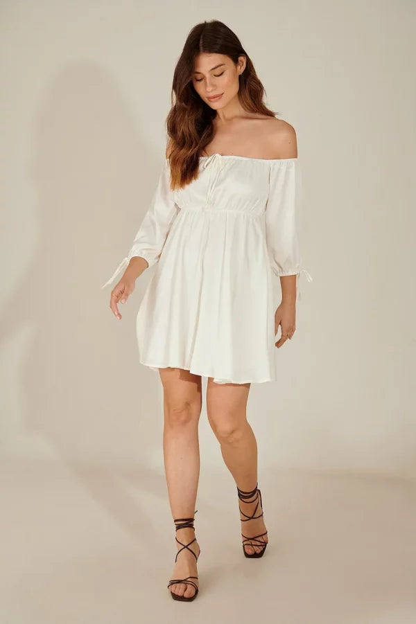 Off Shoulder Mini Dress White
