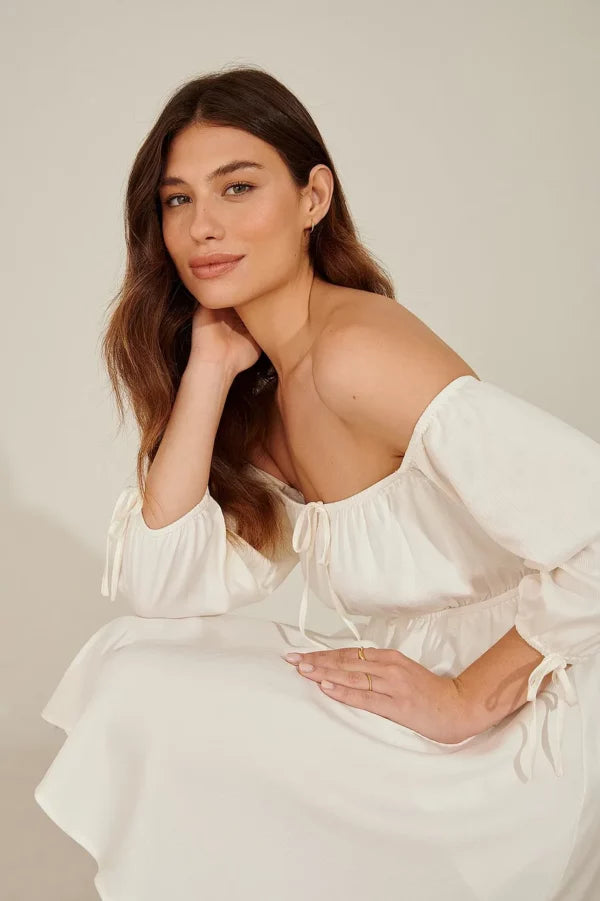 Off Shoulder Mini Dress White