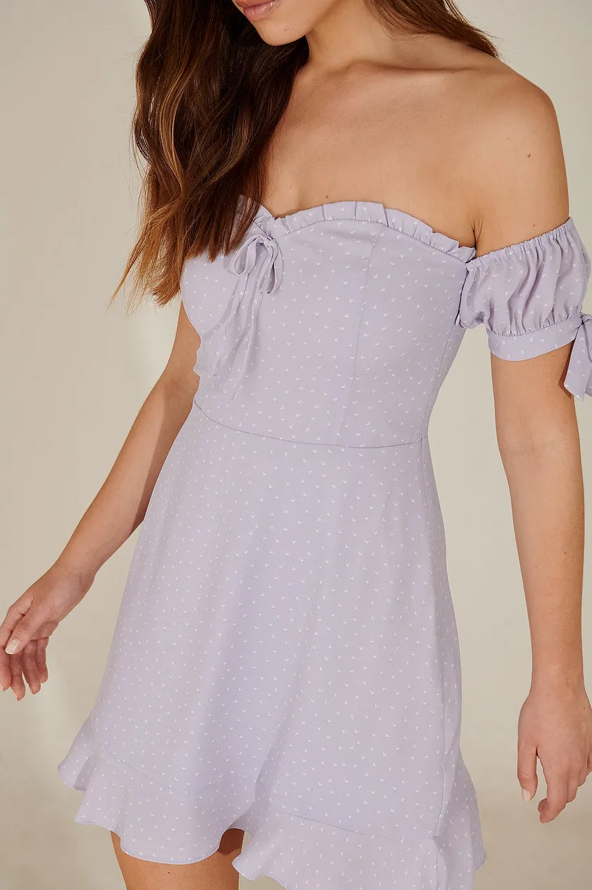Recycled Off Shoulder Tie Detail Dress