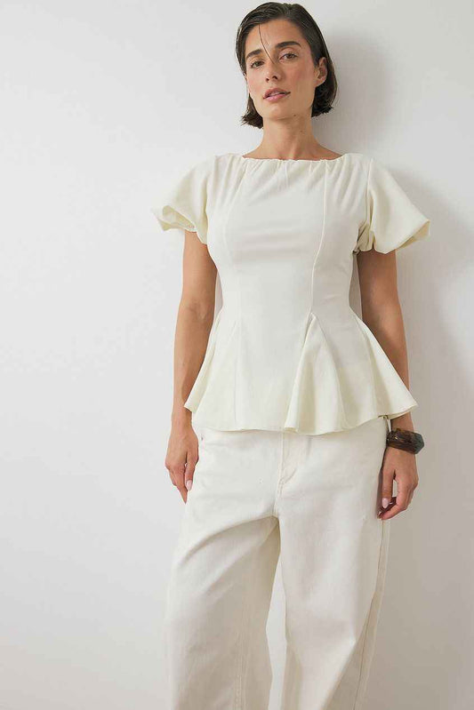 Na-kd - Peplum Sleeve Detail Blouse