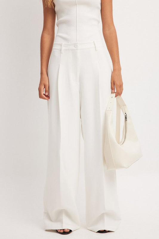 Pleat Detail Loose High Waist Pants