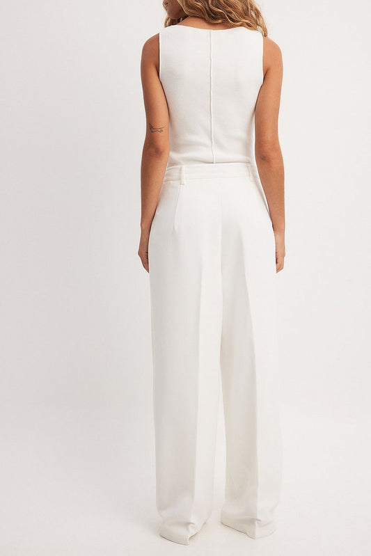 Pleat Detail Loose High Waist Pants