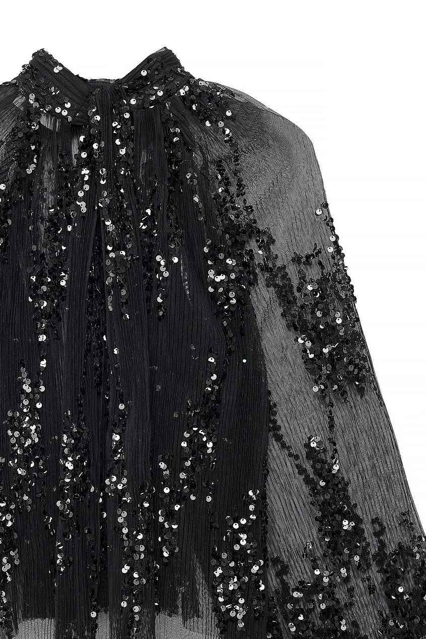 Na-kd - Pleated Mesh Sequin Scarf Top