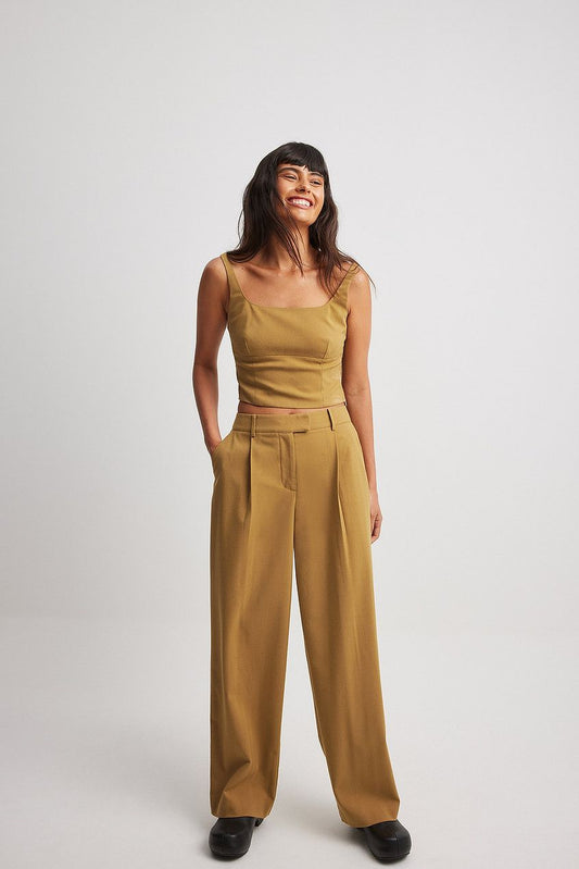 Pleated Mid Waist Pants