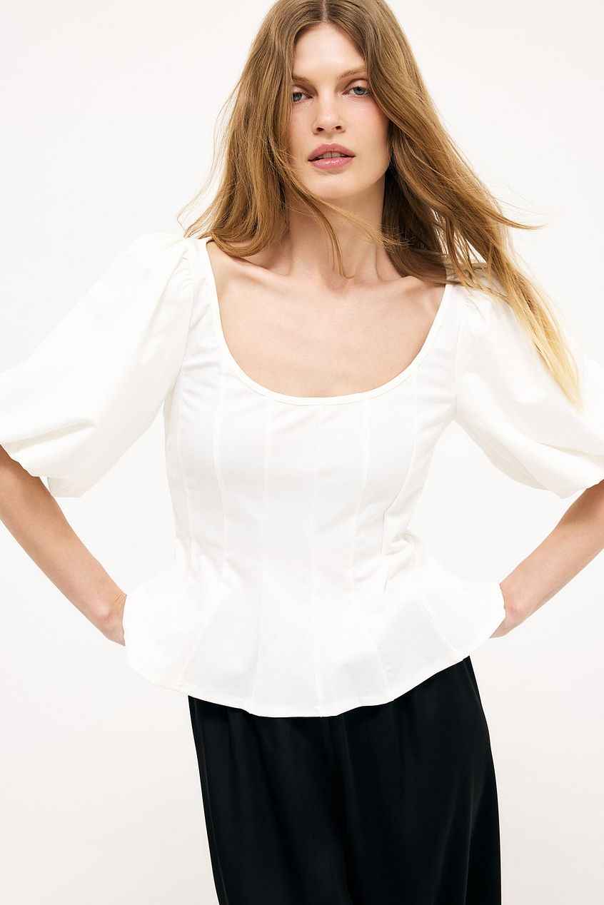 Na-kd Pleated Puff Sleeve Top
