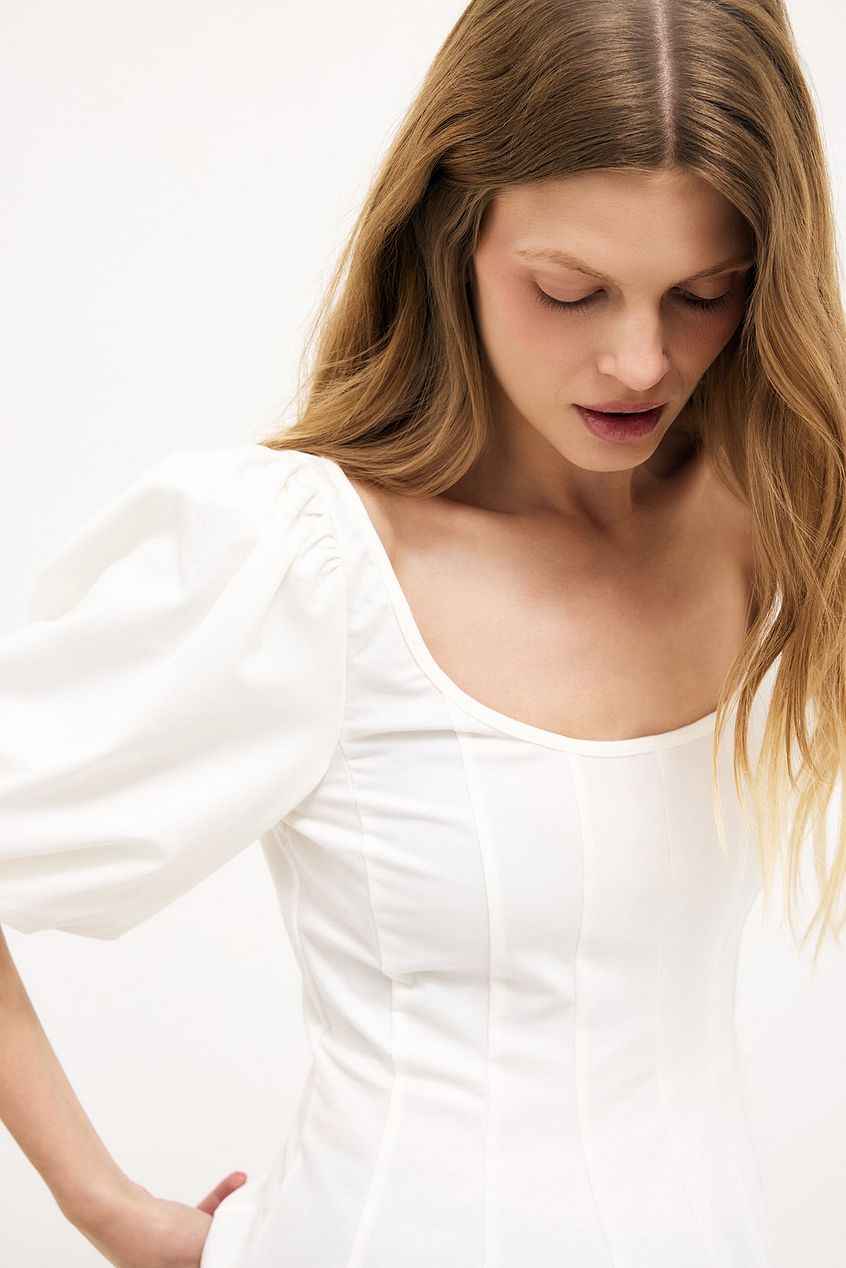 Na-kd Pleated Puff Sleeve Top
