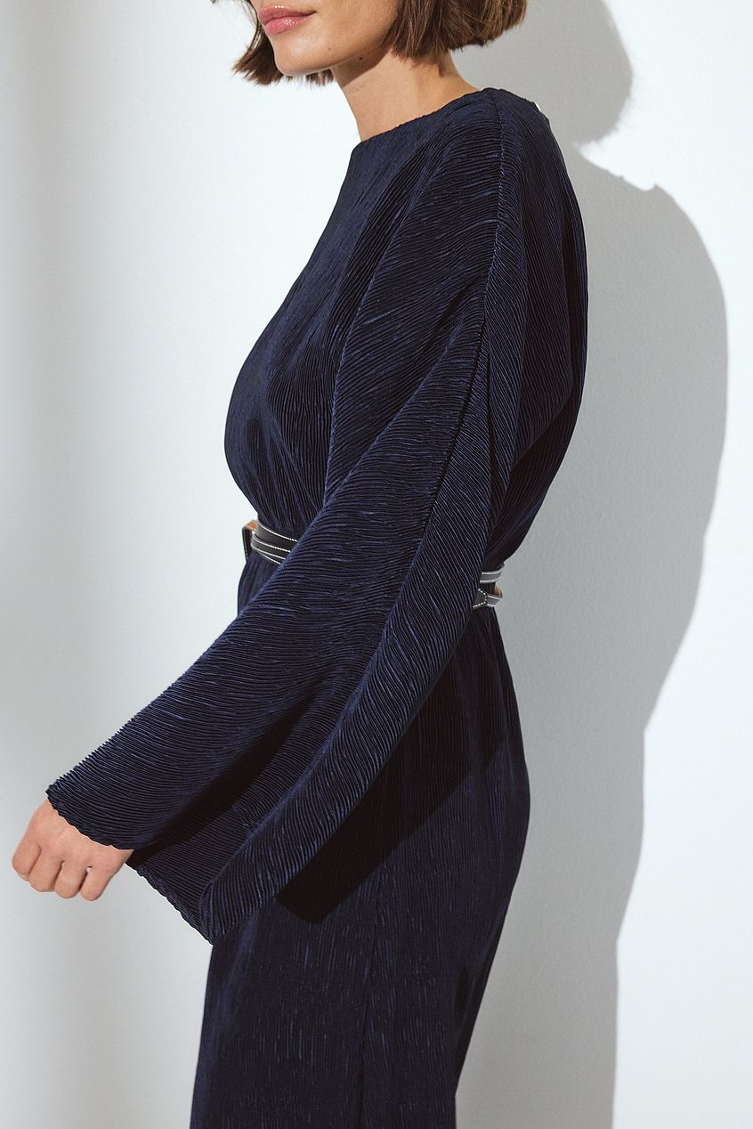 Na-kd Plisse Boat Neck Maxi Dress