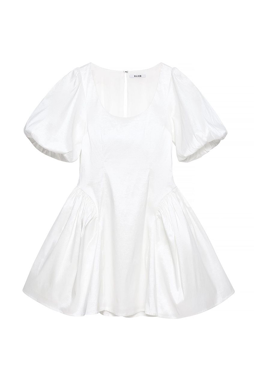 Na-kd Puff Sleeve Ruched Detail Mini Dress