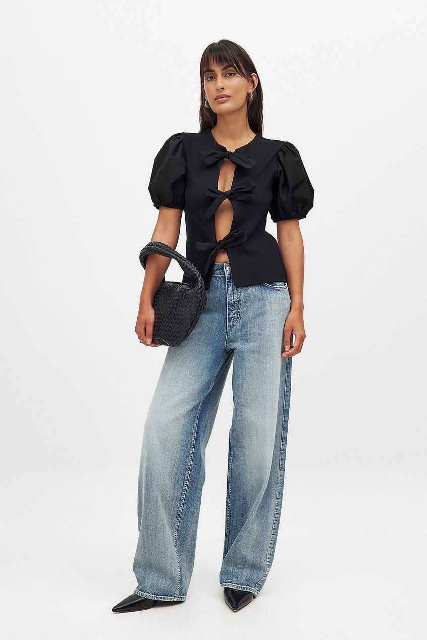 Na-kd Puff Sleeve Tie Top