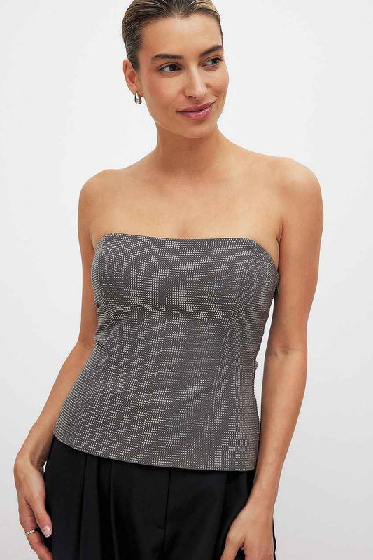 Na-kd Rhinestone Corset Top