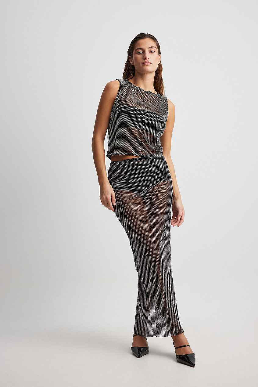 Na-kd Rhinestone Slip Maxi Skirt