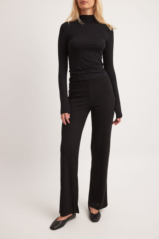 Rib Slit Jersey Pants
