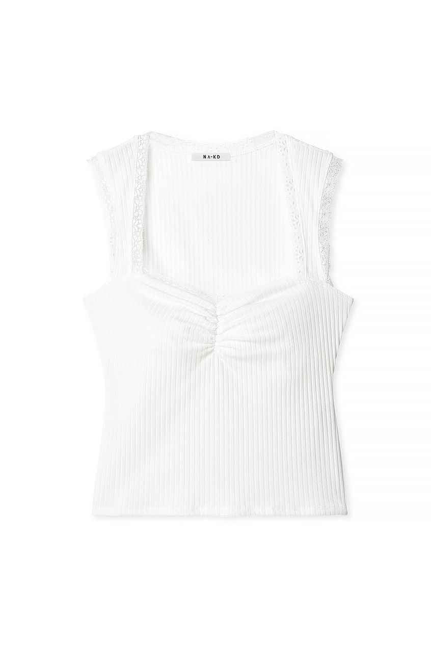 Na-kd Rib Lace Detail Top
