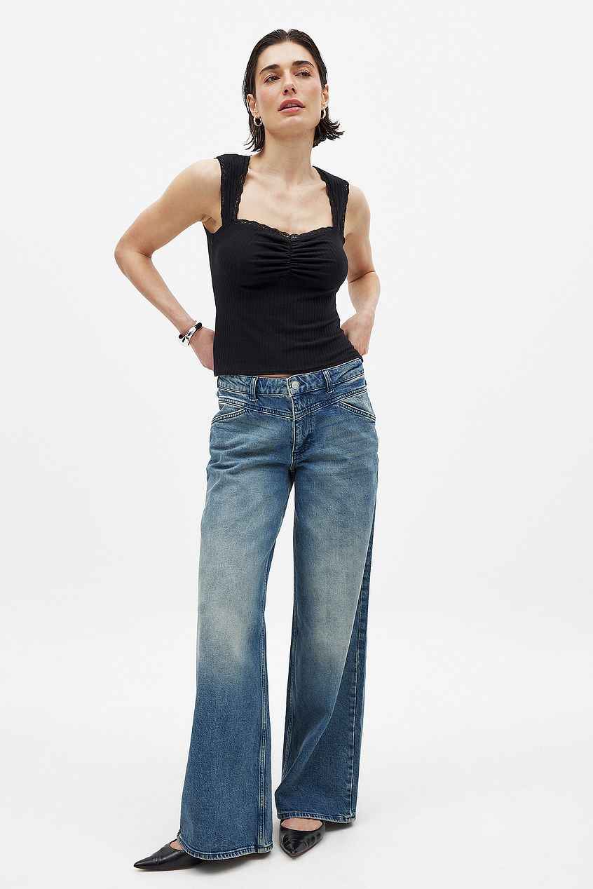 Na-kd Rib Lace Detail Top