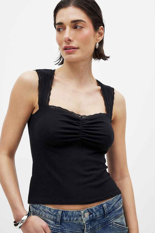 Na-kd Rib Lace Detail Top