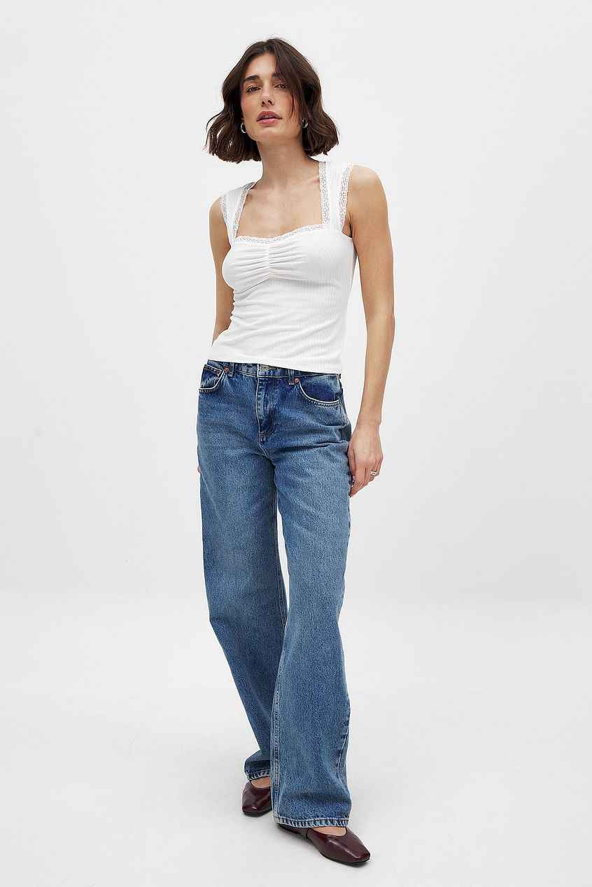 Na-kd Rib Lace Detail Top