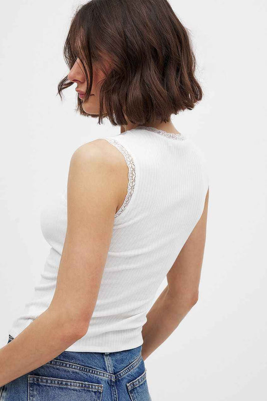 Na-kd Rib Lace Detail Top