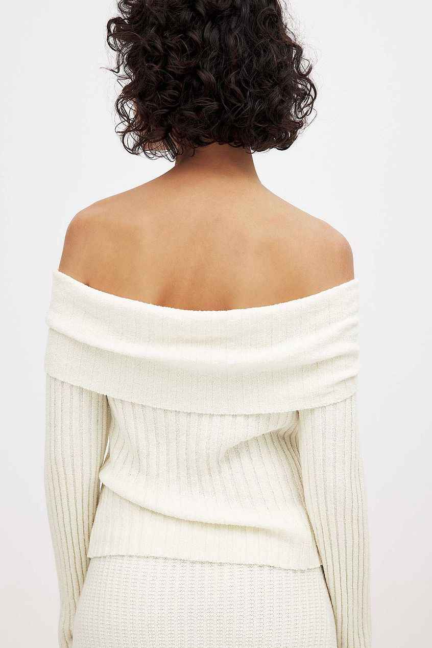 Na-kd Ribbed Knitted Offshoulder Sweater