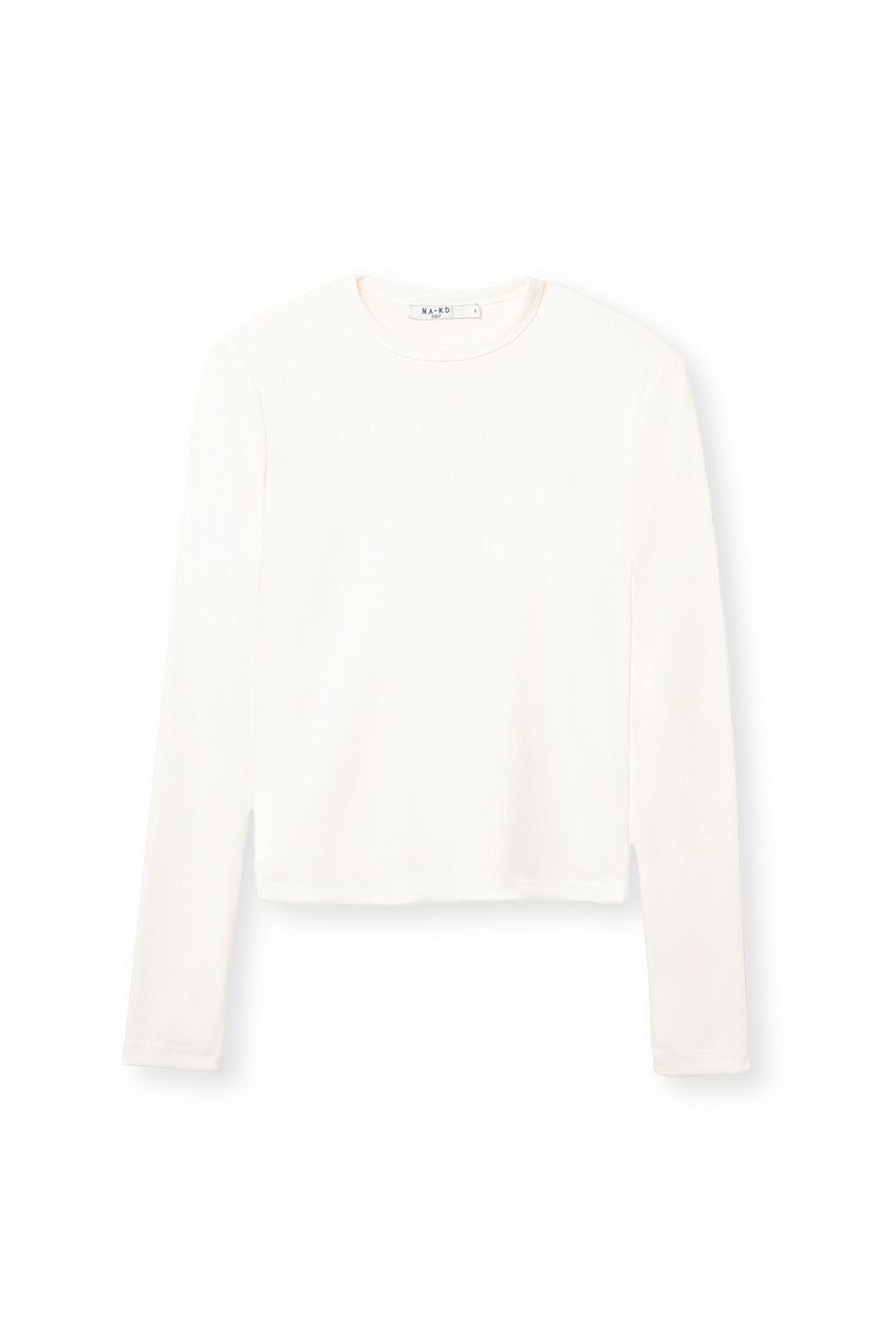 Ribbed Long Sleeved Round Neck Top