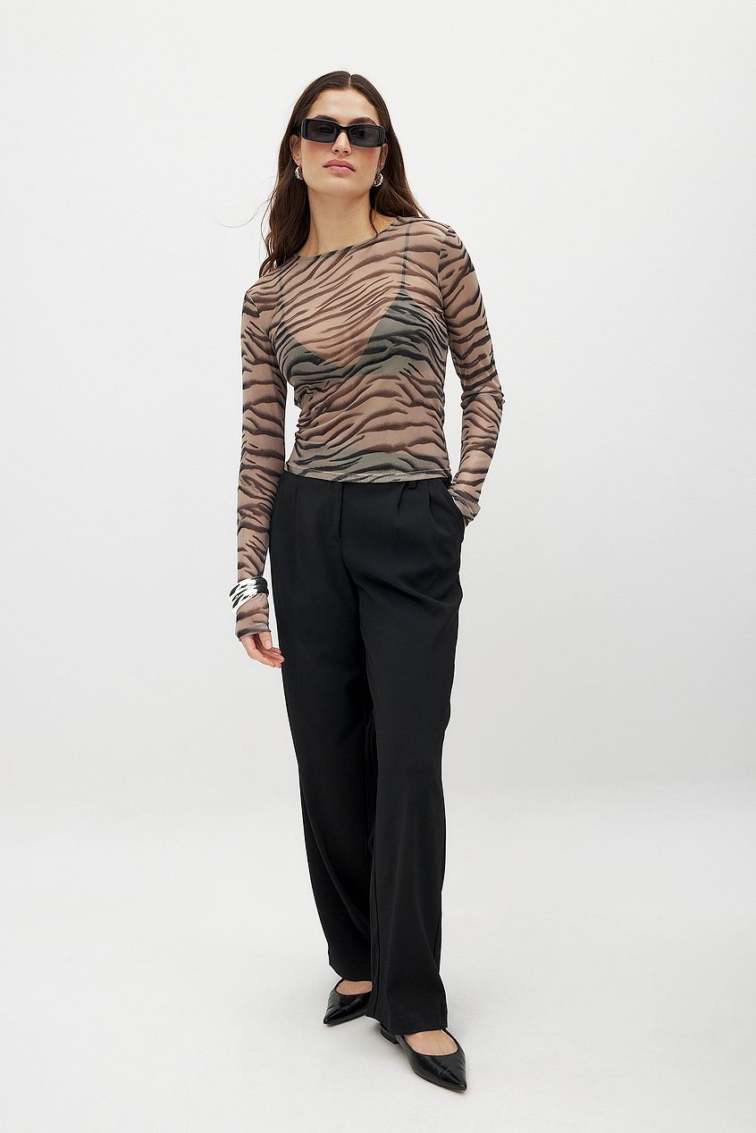 Na-kd Round Neck Fitted Mesh Top