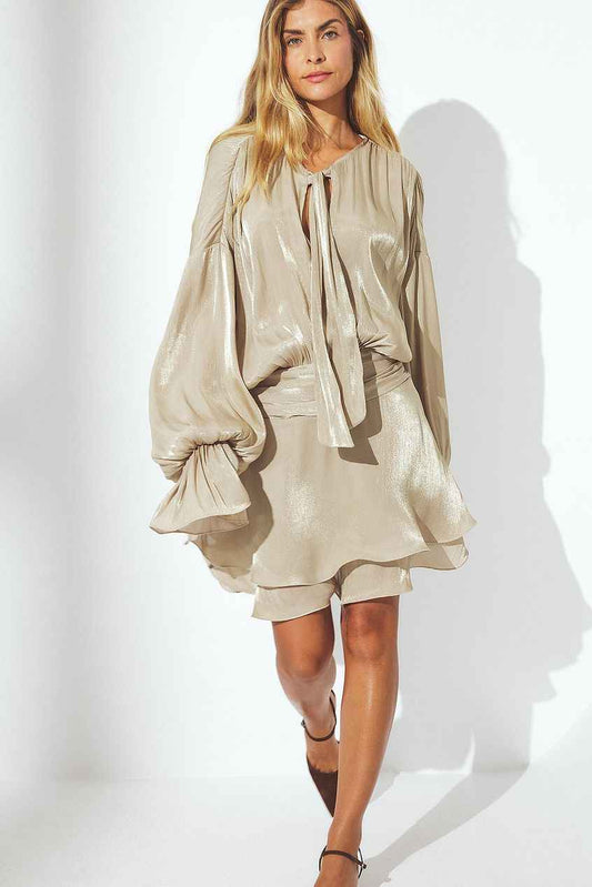 Na-kd - Ruched Waist Ruffle Mini Dress