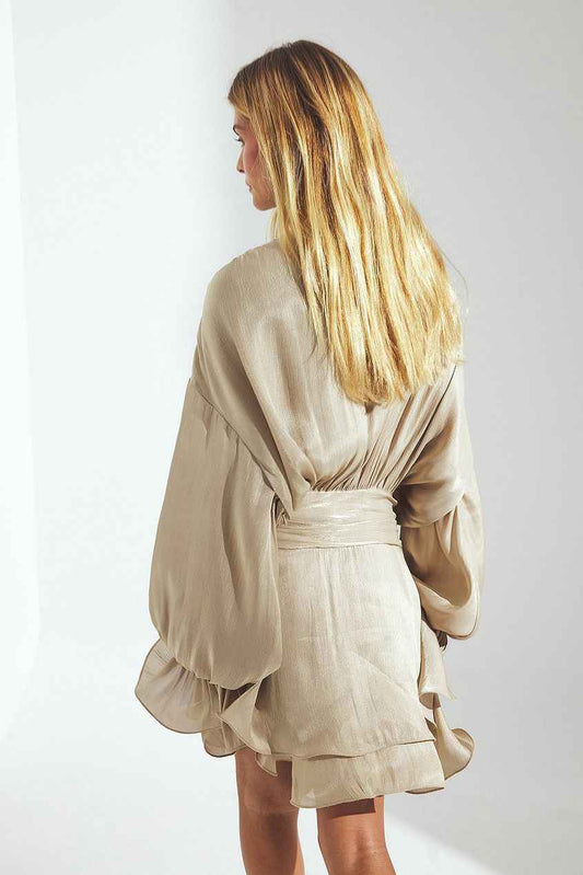 Na-kd - Ruched Waist Ruffle Mini Dress