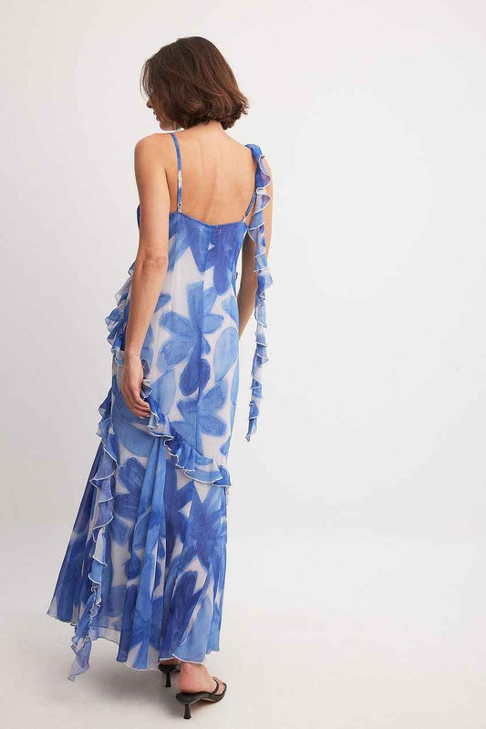 Na-kd Ruffle Detail Chiffon Maxi Dress